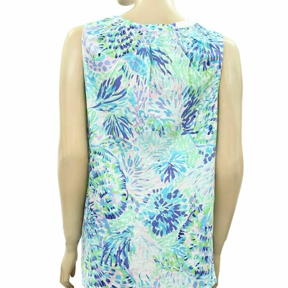Lilly Pulitzer Essie Shell Of A Party Tank Blouse Top Printed Cotton XXS 278877 - Picture 7 of 8
